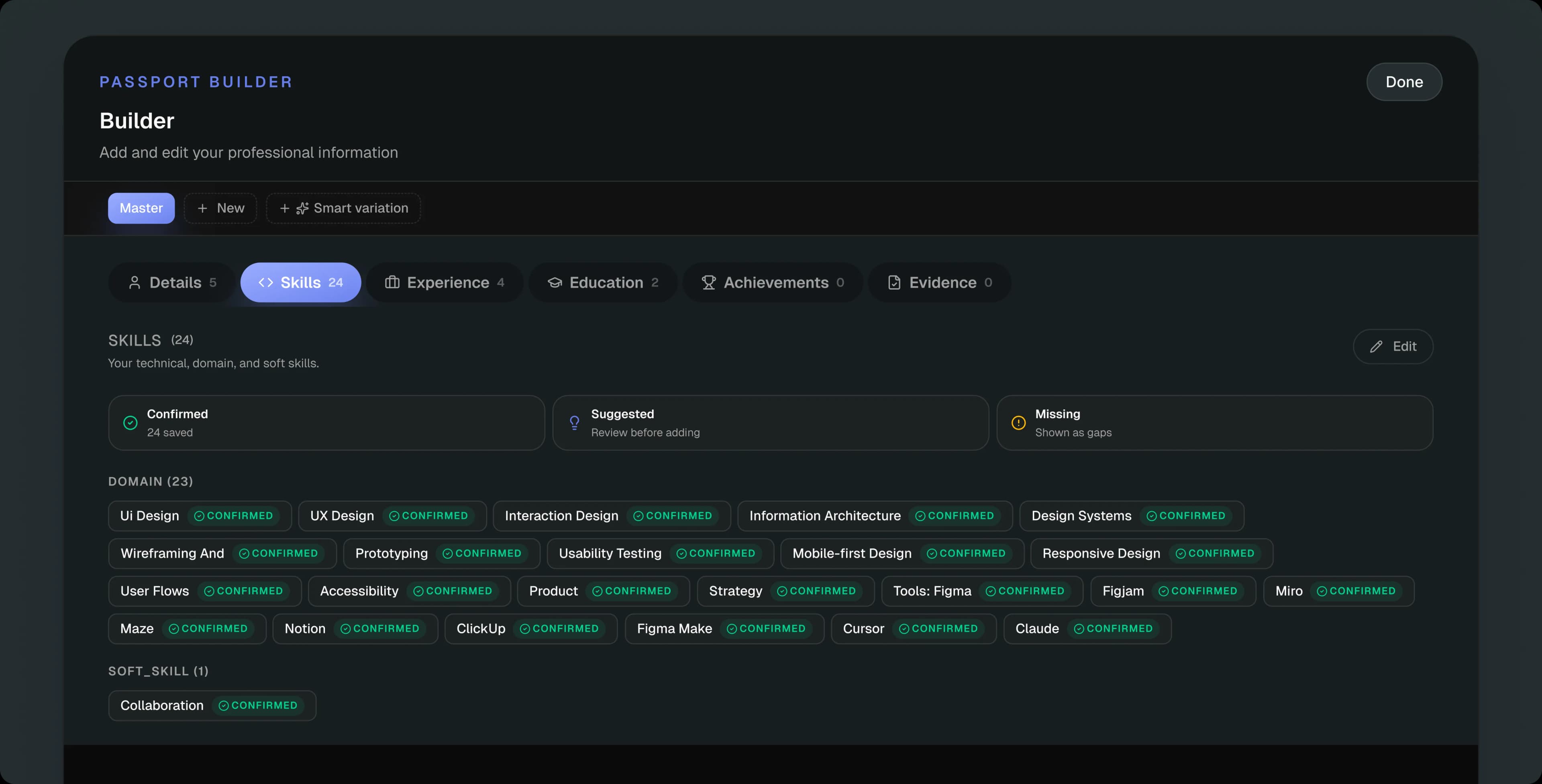 Passport builder interface