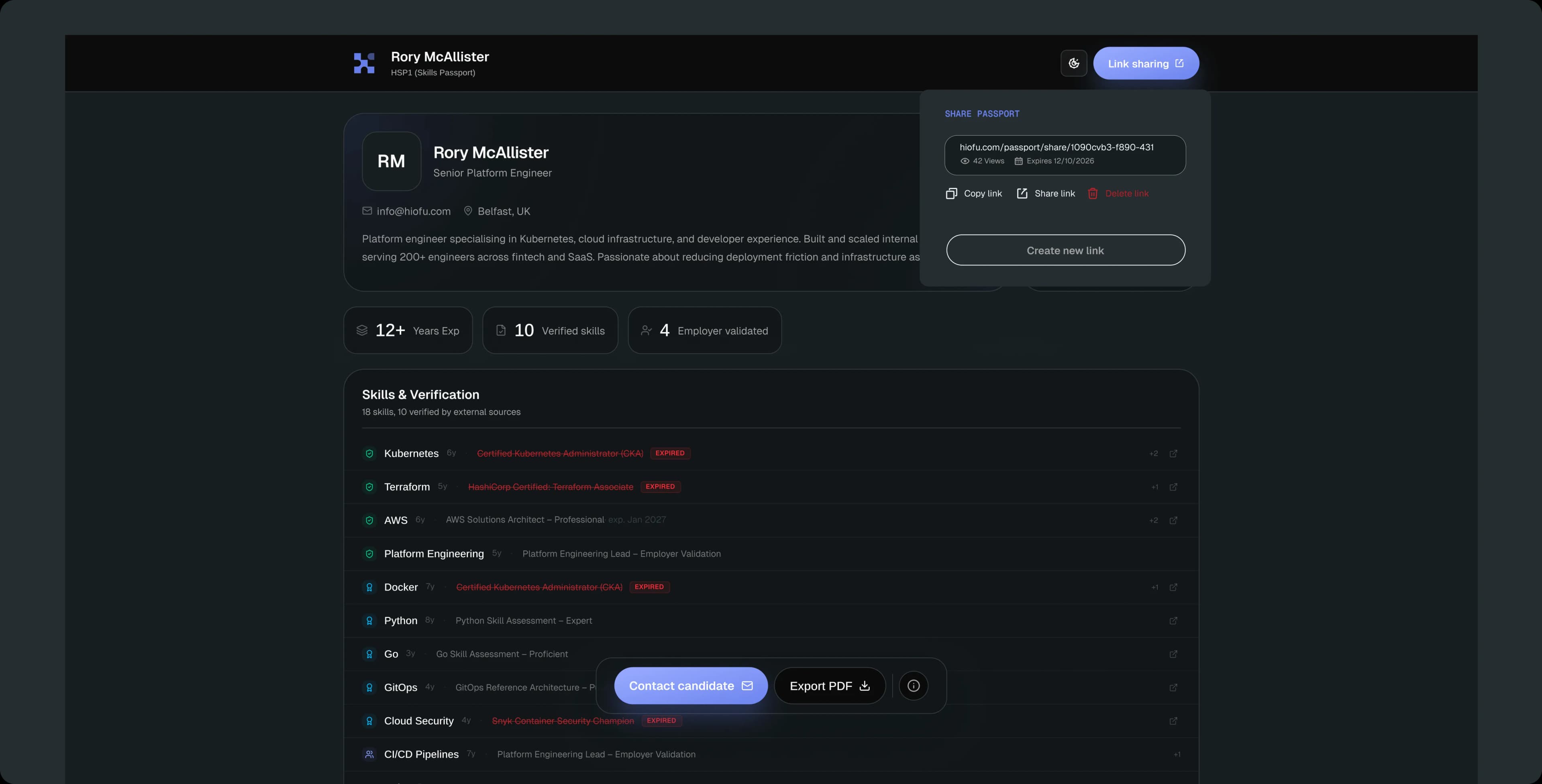Passport builder interface