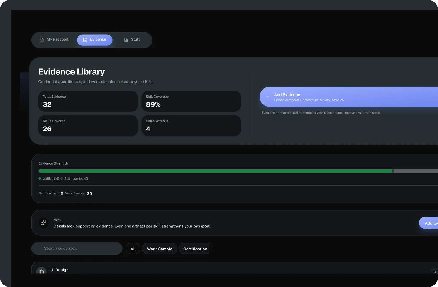 Passport builder interface
